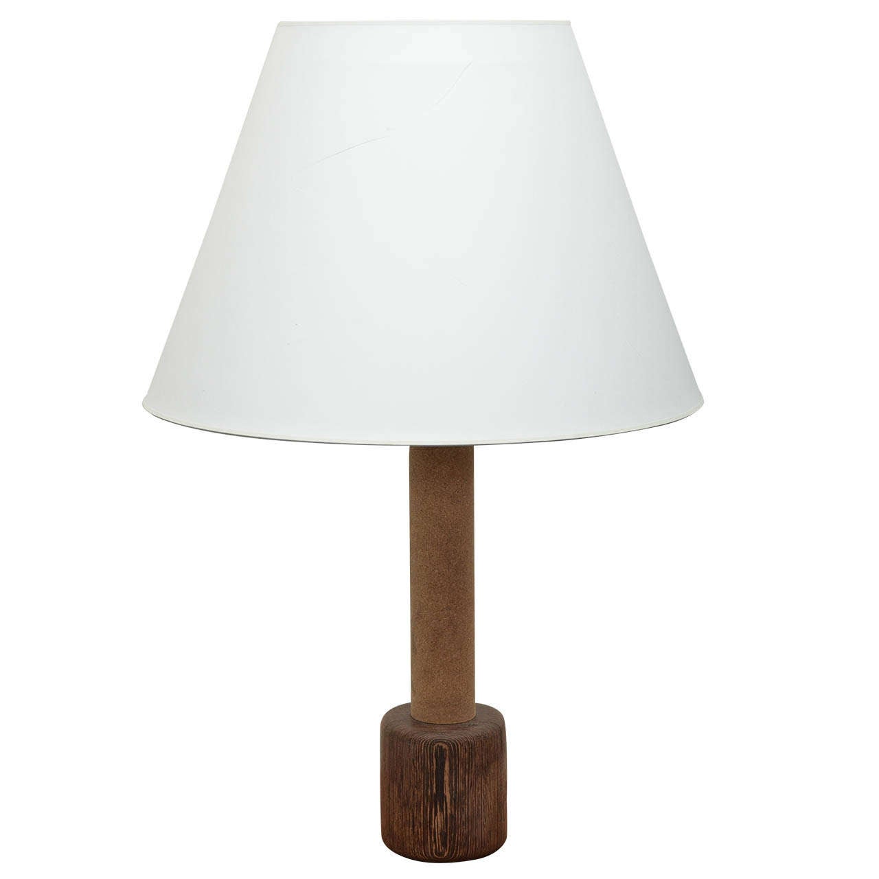Mid-Century Cork Table Lamp with Oak Base