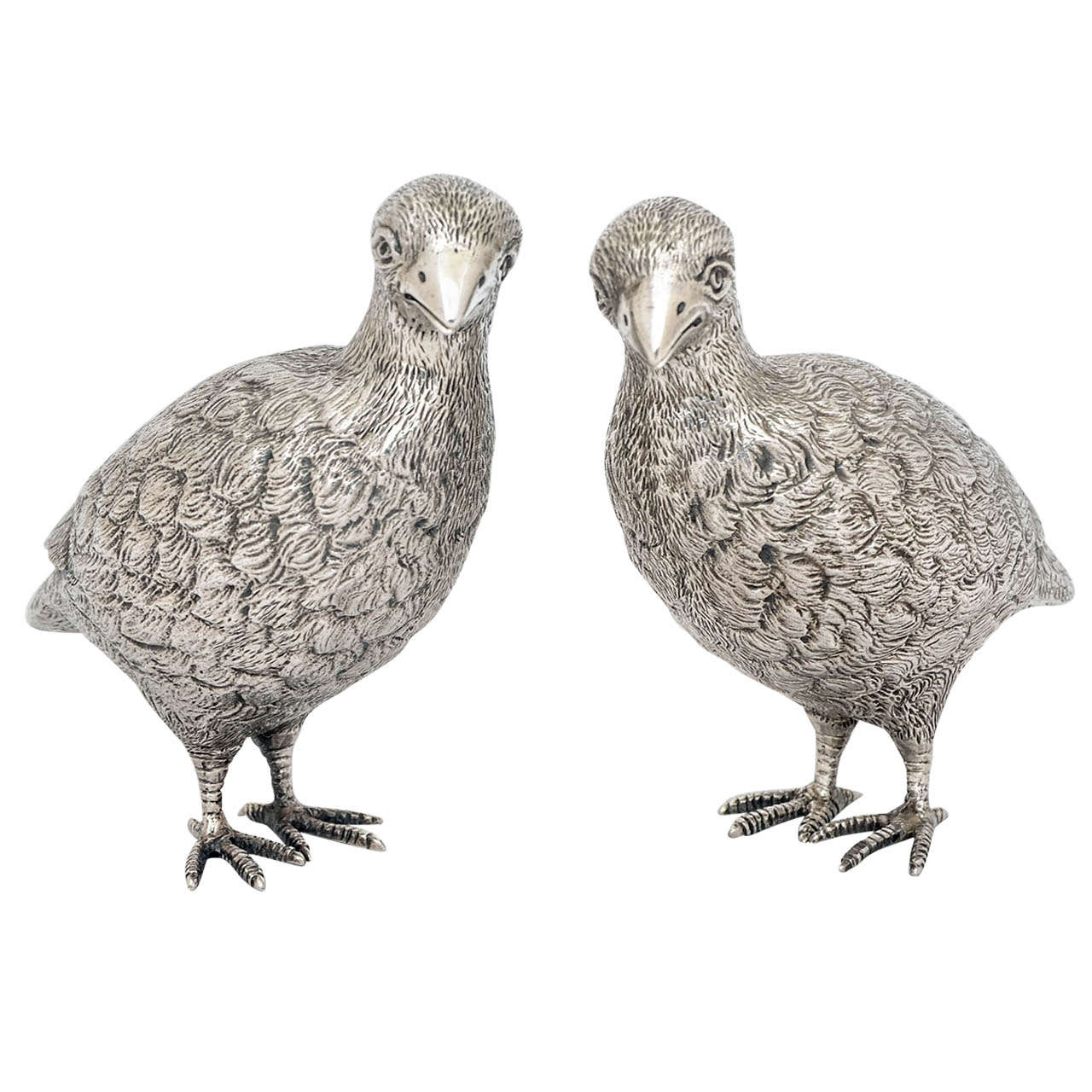 Paire de perdrix en argent sterling