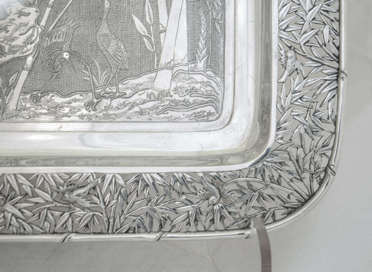 Women's Chinese Export Silver Tray For Sale
