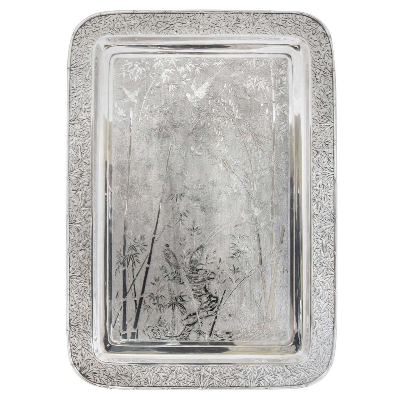 Chinese Export Silver Tray For Sale