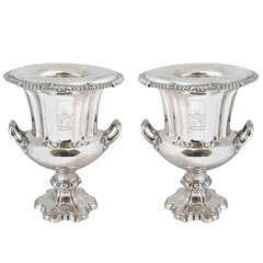 Pair of Old Sheffield Plated Wine Coolers