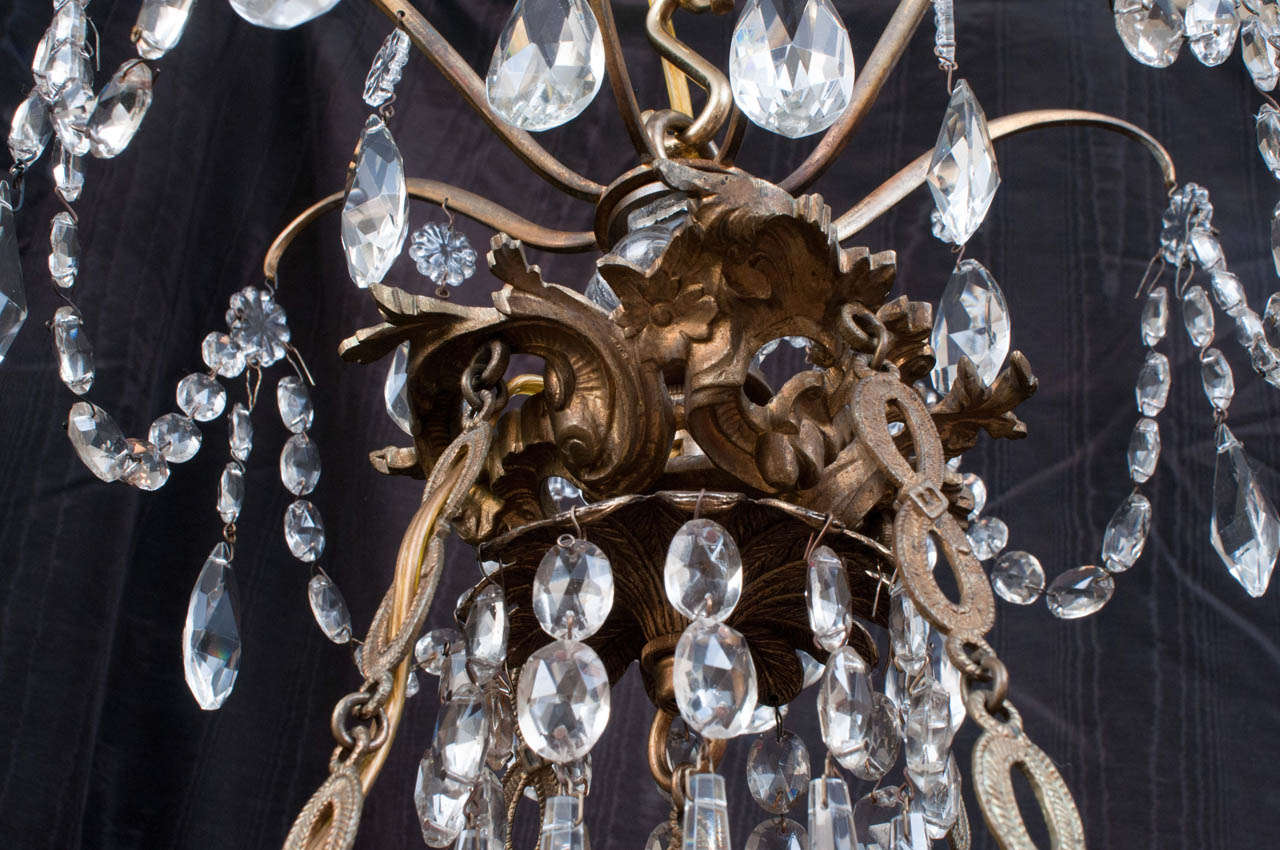 Neoclassic Eight-Light Gilt Brass and Crystal Chandelier, Sweden, Circa:1820 4