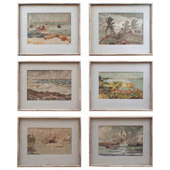 Set of Six Tropical or Coastal Prints