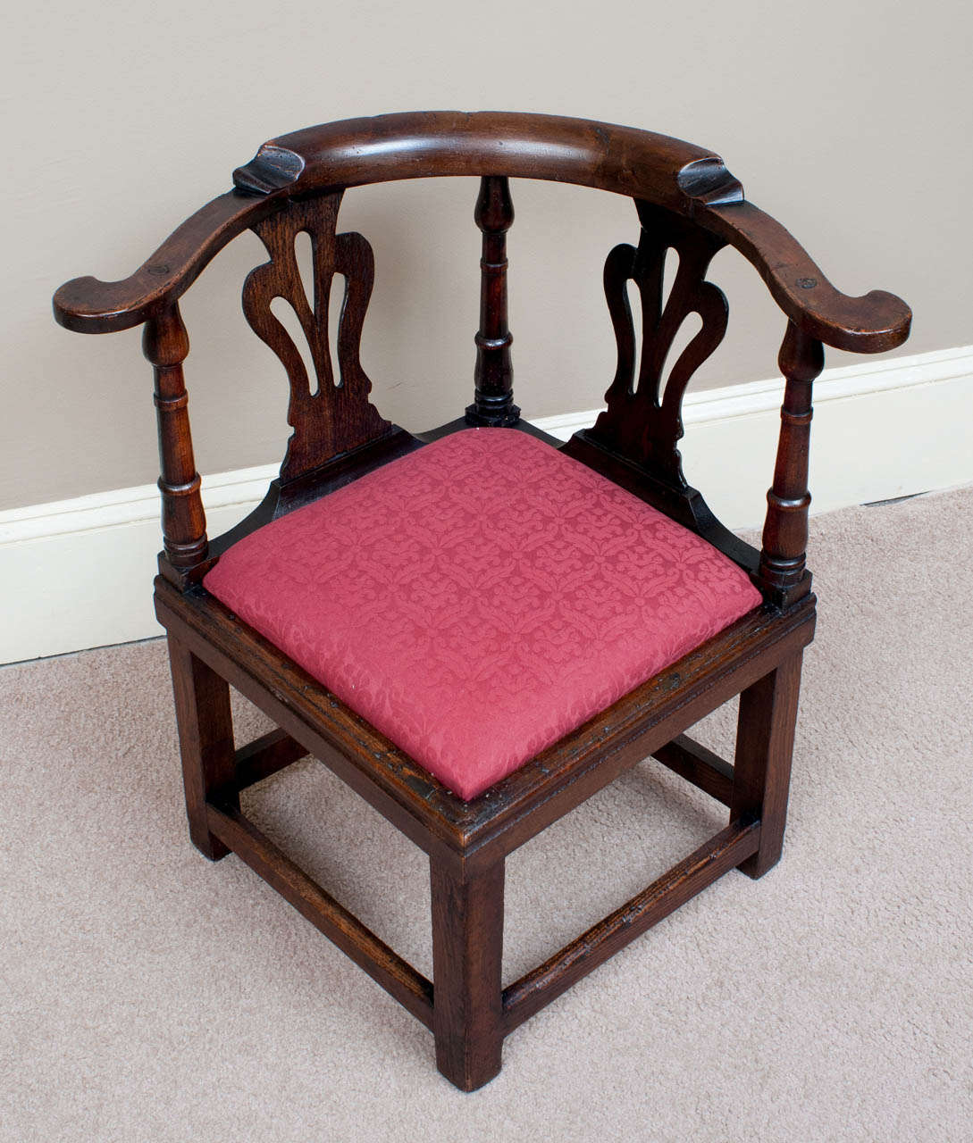 Charming chair probably made by a country cabinet maker - outstanding patina - great proportions. The chair is very strong, but it has minor signs of wear typical of a country chair of this age - the front two stretchers are somewhat worn down from