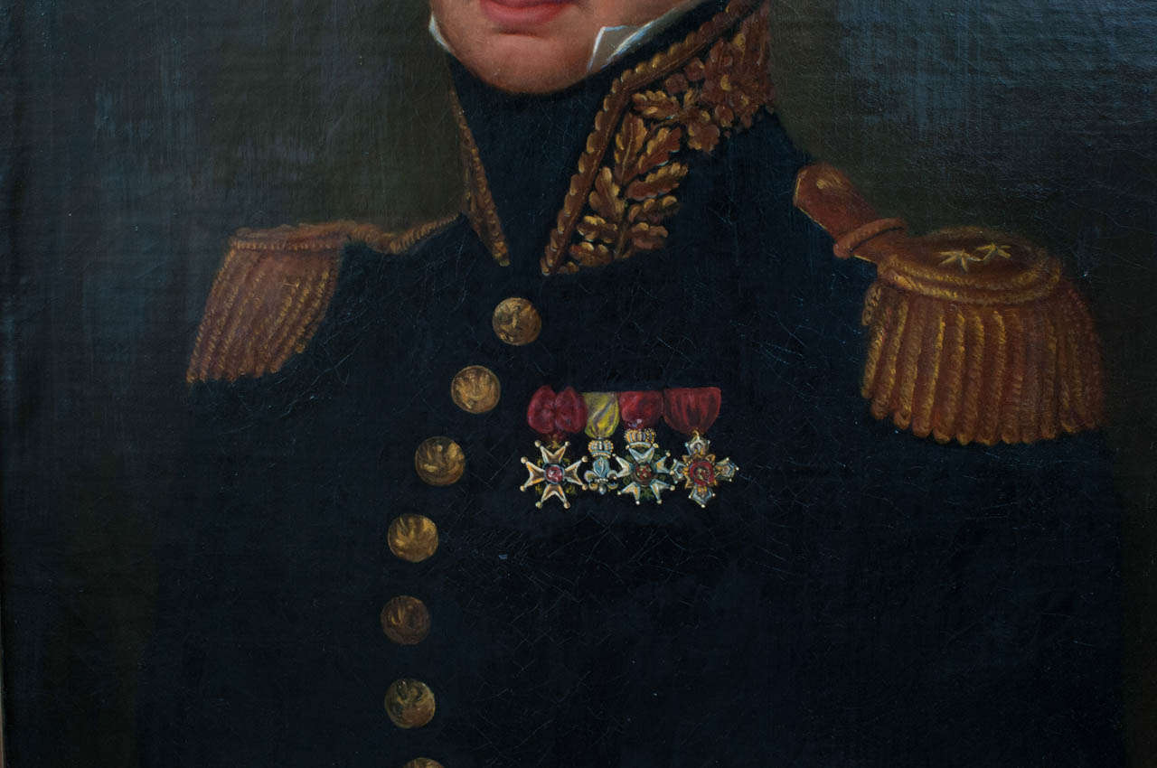 Premier Empire Huile sur toile, Portrait de Jean René de CHAPPEDELAINE, vicomte en vente