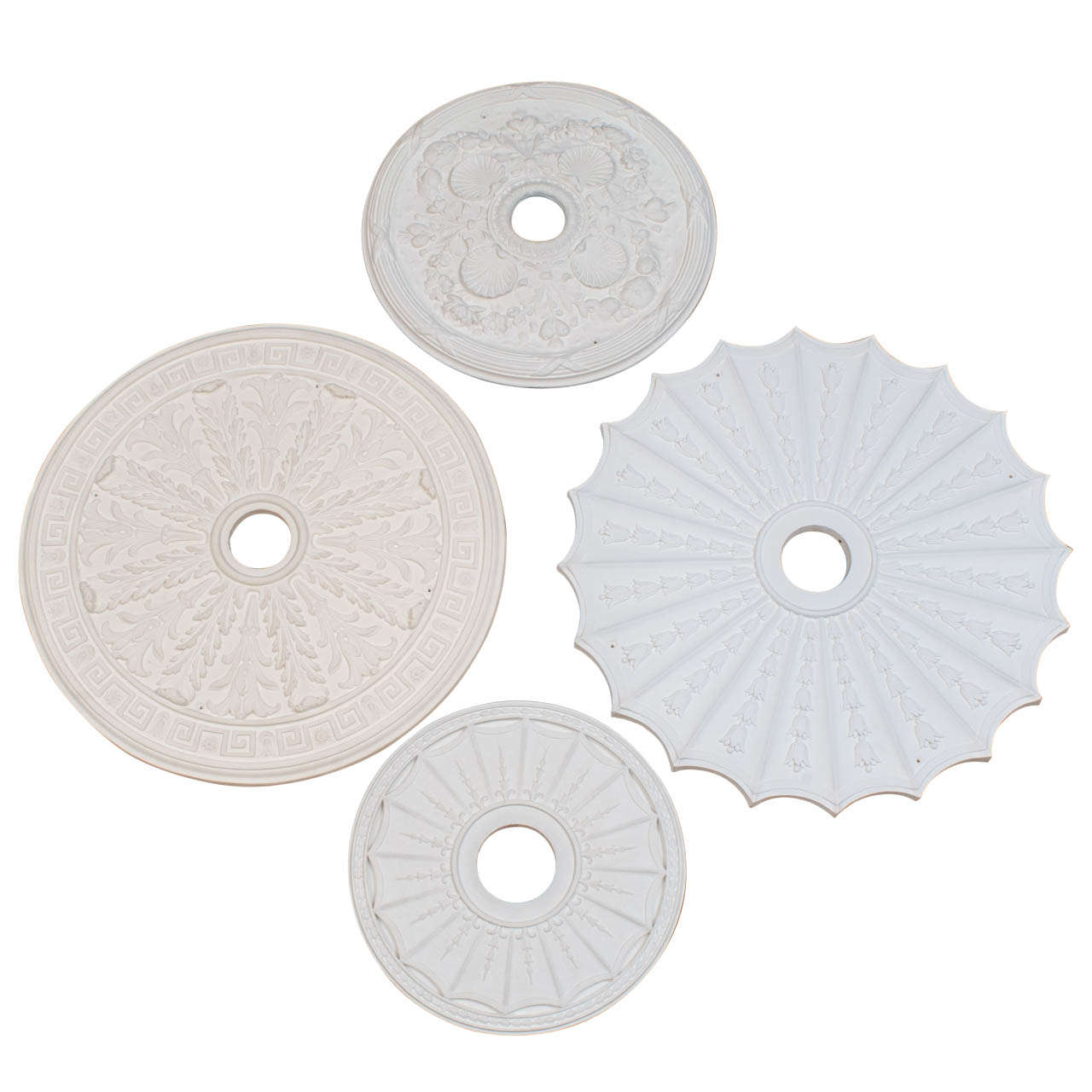 Collection of Hand Cast Plaster Copies of Period Ceiling Medallions For Sale