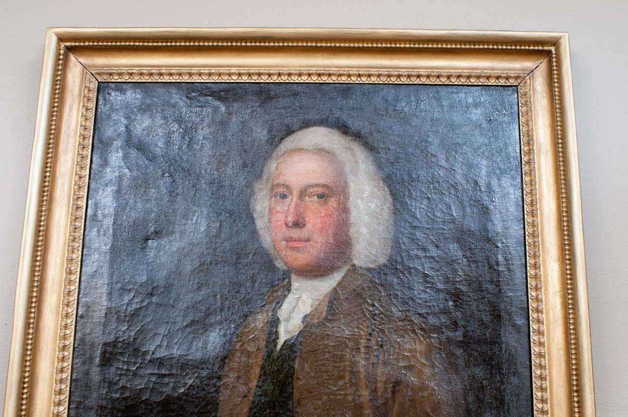 English Oil on Canvas: Gentleman in a Powdered Wig