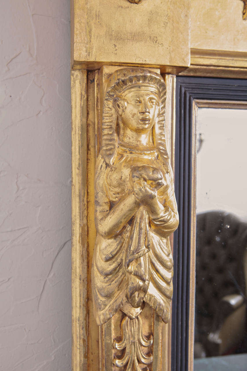 Miroir de cheminée Regency doré à l'eau avec dorure Excellent état - En vente à Dallas, TX