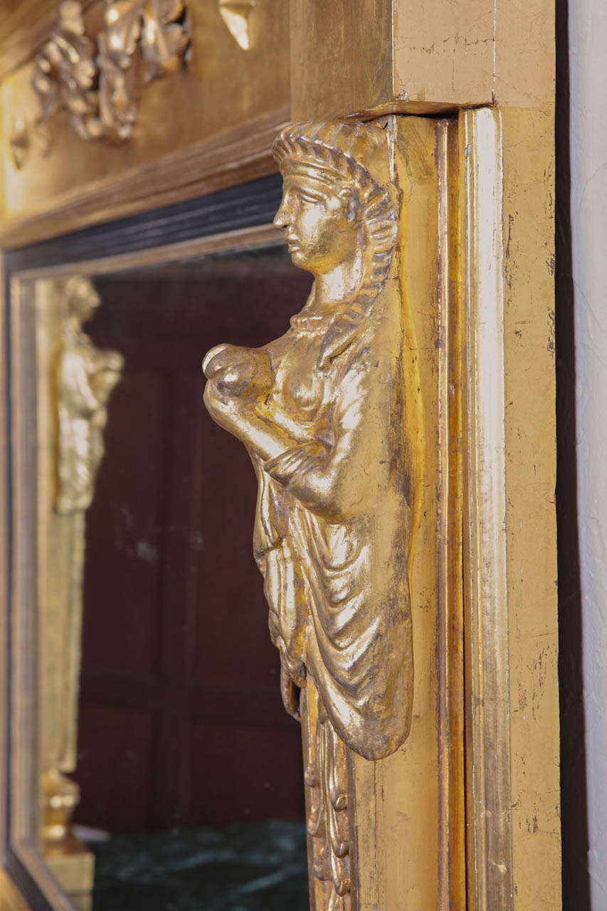 Wood Regency Water Gilded Over Mantle Mirror For Sale