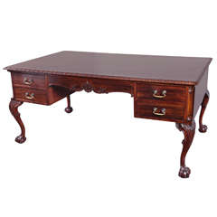 Antique Late 19th Century English Mahogany Partners Desk