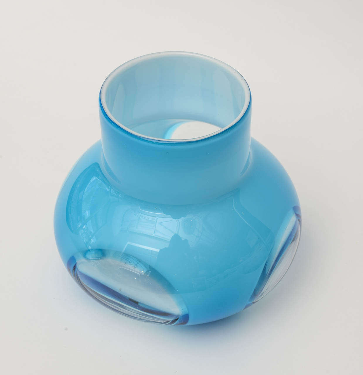 Czec Glass Turquoise/Robins Egg Blue Vase / SATURDAY SALE In Excellent Condition In North Miami, FL