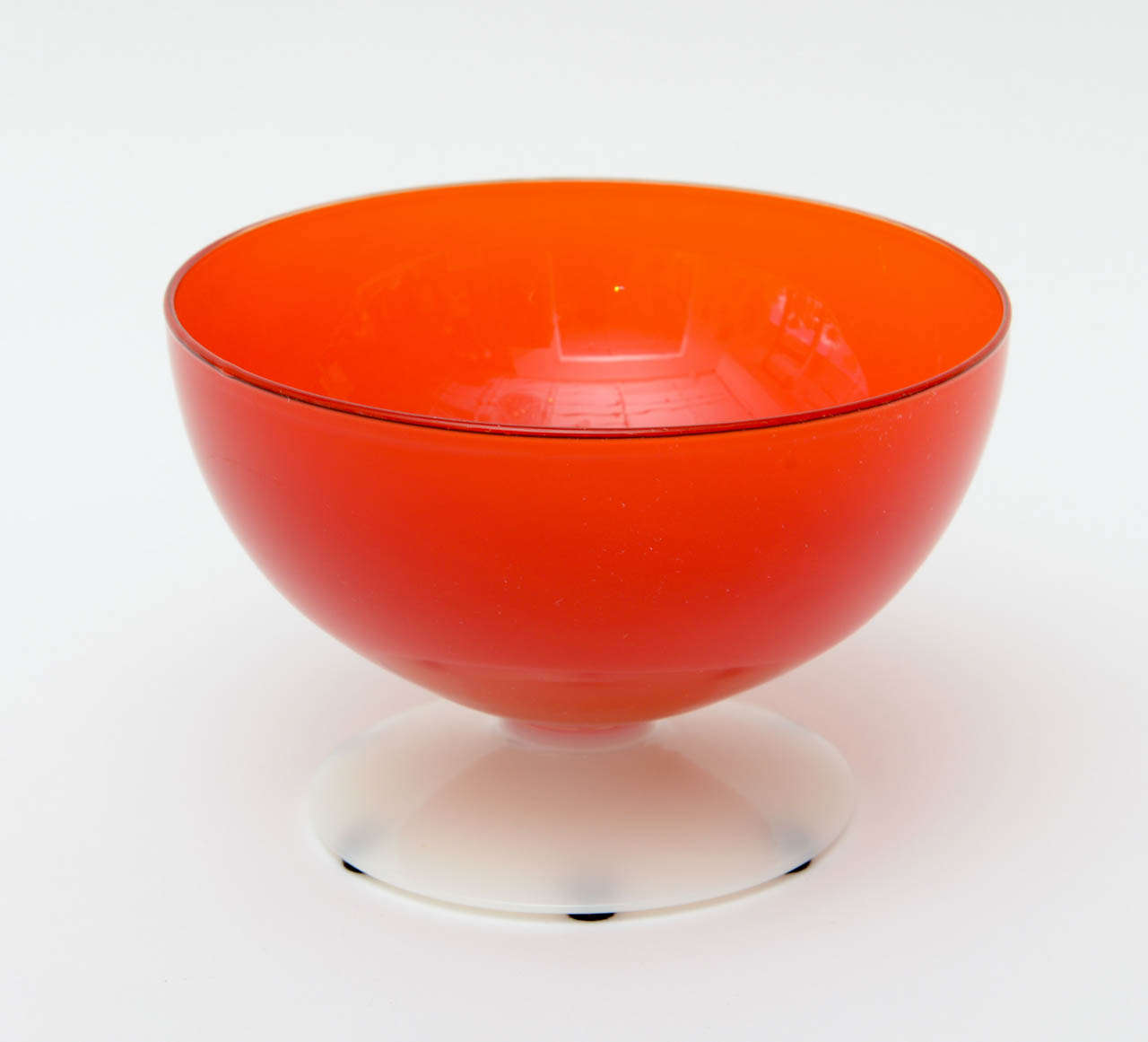 Modern Brillant Red/White Glass Pedestal Bowl /SATURDAY SALE