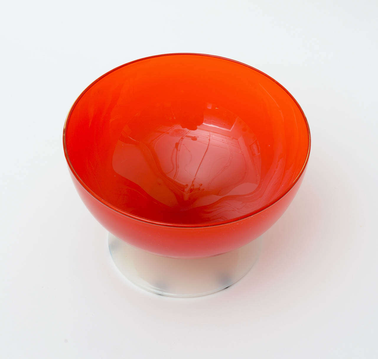 American Brillant Red/White Glass Pedestal Bowl /SATURDAY SALE