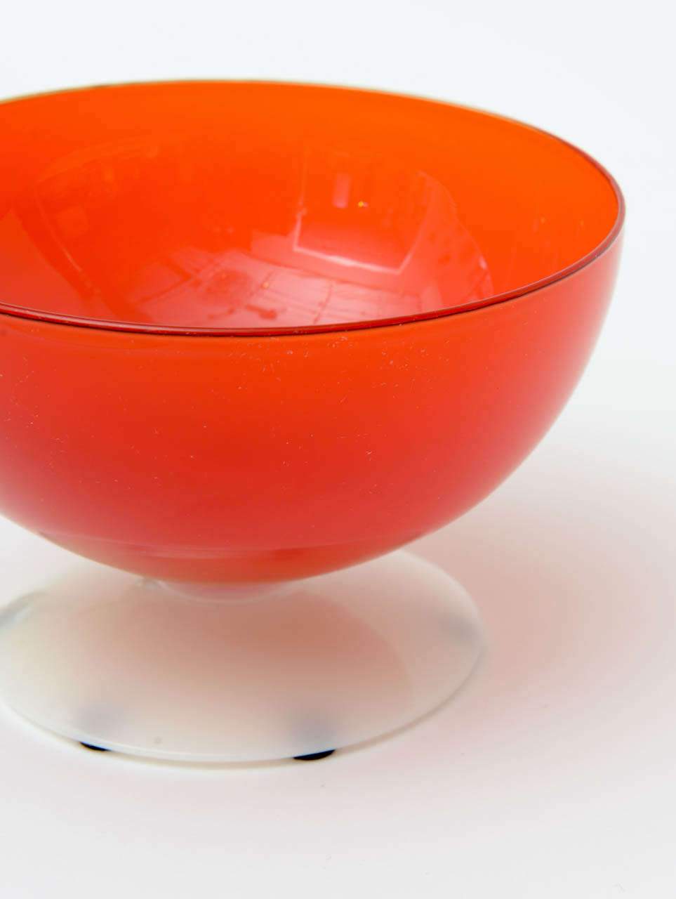 Brillant Red/White Glass Pedestal Bowl /SATURDAY SALE 1