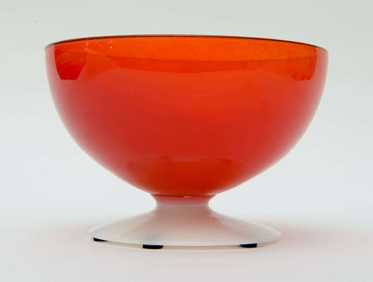 Brillant Red/White Glass Pedestal Bowl /SATURDAY SALE 2