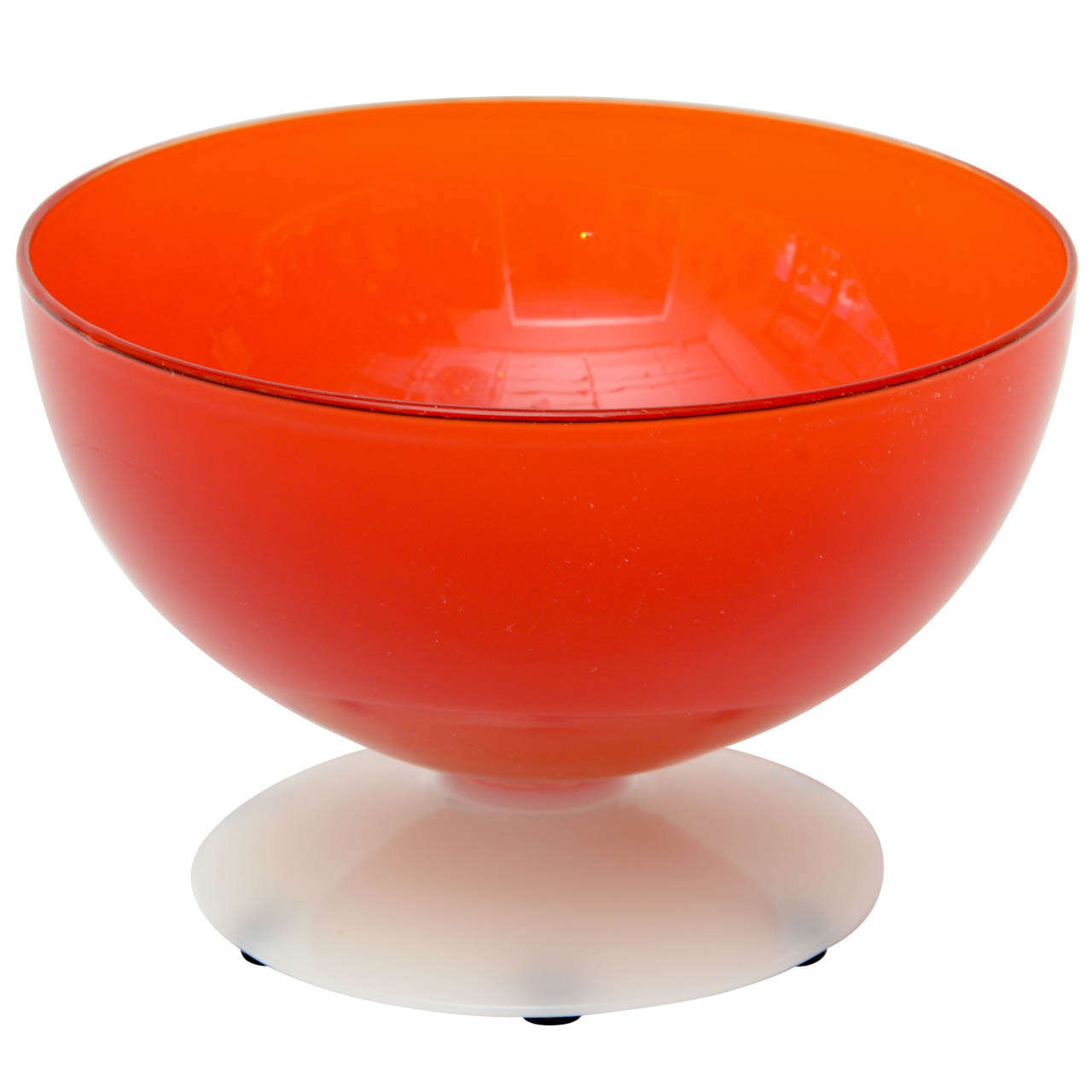 Brillant Red/White Glass Pedestal Bowl /SATURDAY SALE