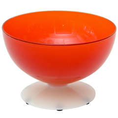 Brillant Red/White Glass Pedestal Bowl /SATURDAY SALE