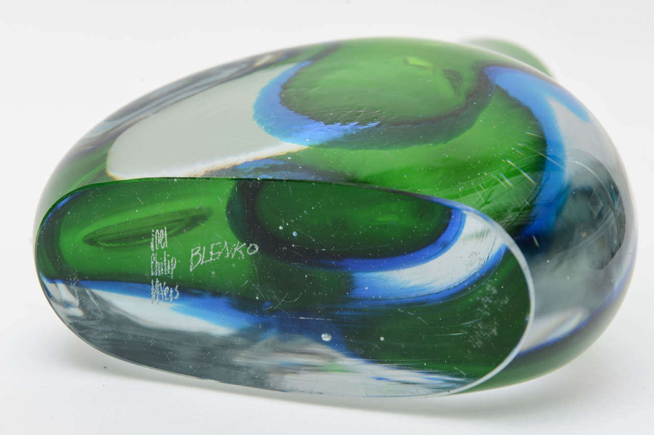 Rare Signed Blenko Sommerso Glass Vase/Object/Sculpture 2