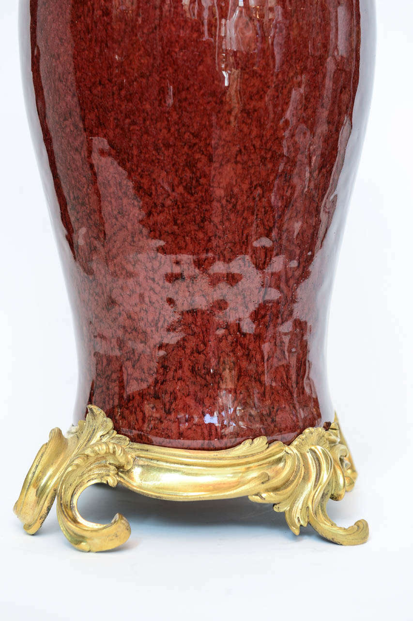 Pair of French Bronze-Mounted Chinese Oxblood Porcelain Vases For Sale 2