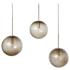 Huge Smoked Glass Globe Lights Designed by Doria