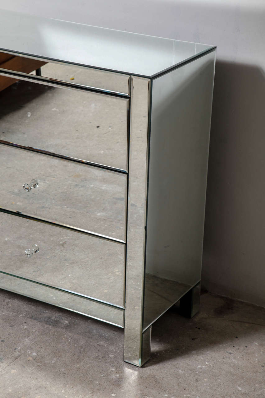 Mid-Century Modern Faceted Mirrored Chest of Drawers