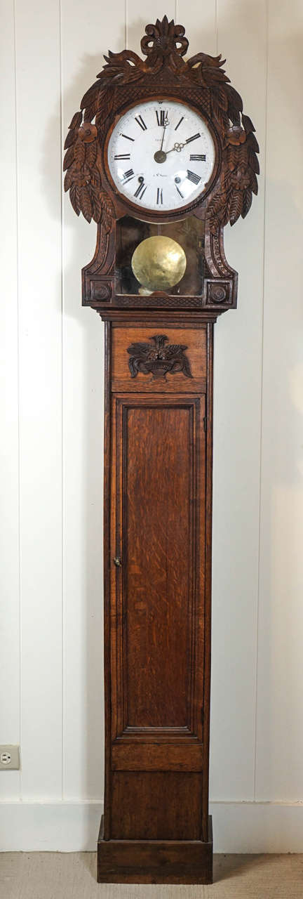 A working 18th century French long case Saint Nicholas clock from Normandy.