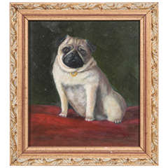 Vintage Oil Painting of a Pug Painting