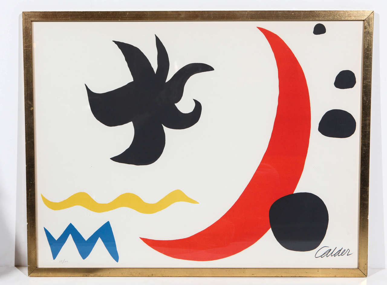 Early, signed and numbered (75/100) color lithograph by iconic American artist, Alexander Calder (1898-1976)

From Lynne Warren's biography of the artist in the Encyclopedia Brittanica: 