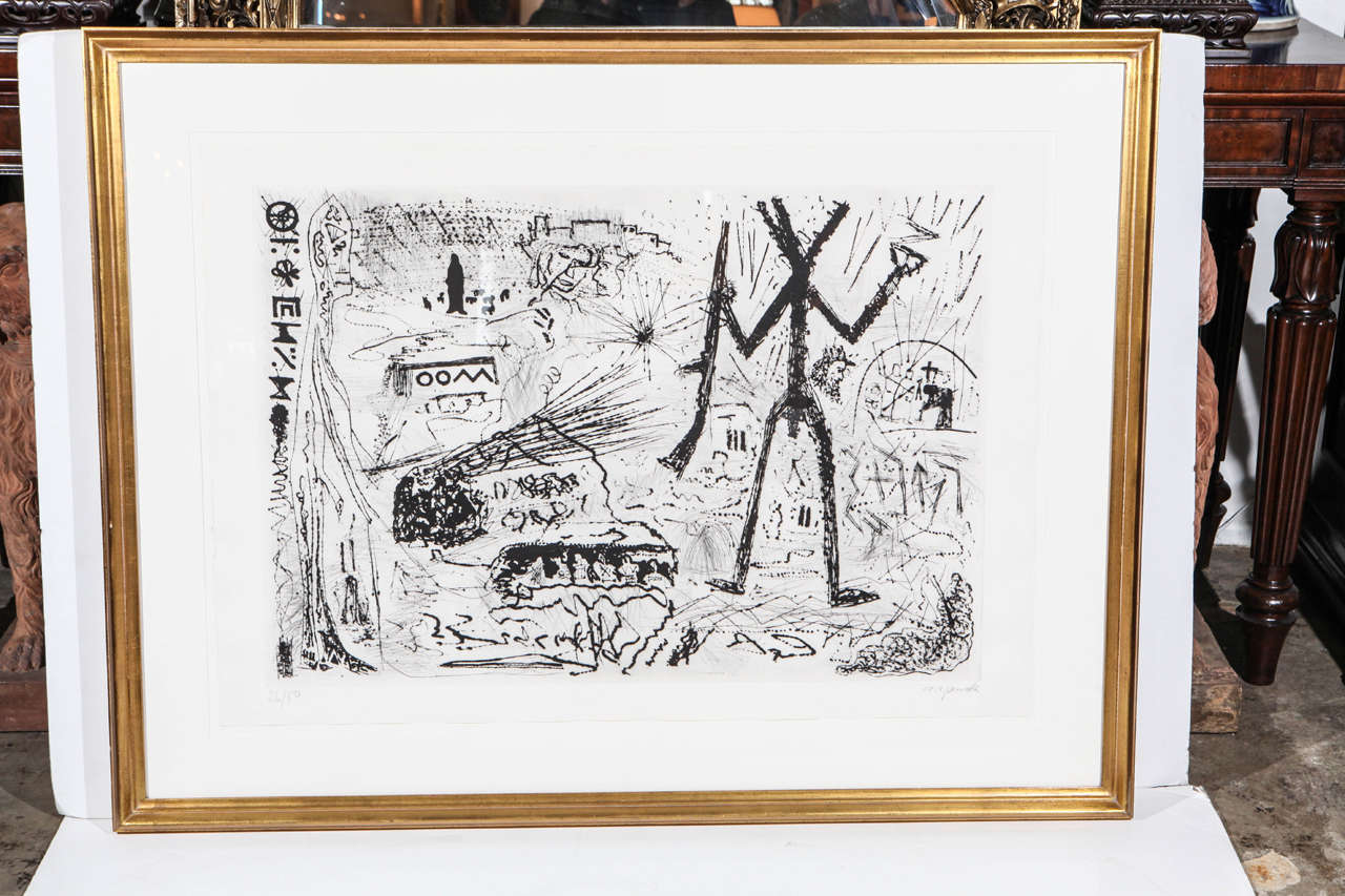 Large, signed and numbered, black and white lithograph by internationally influential German artist, A.R. Penck (1939-2017)

From the artist's bio on Artspace: 