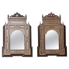 Pair of Levantine Shell and Bone Inlaid Mirrors