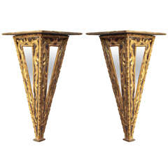 Neoclassical Parcel Gilt & Mirrored Wall Brackets