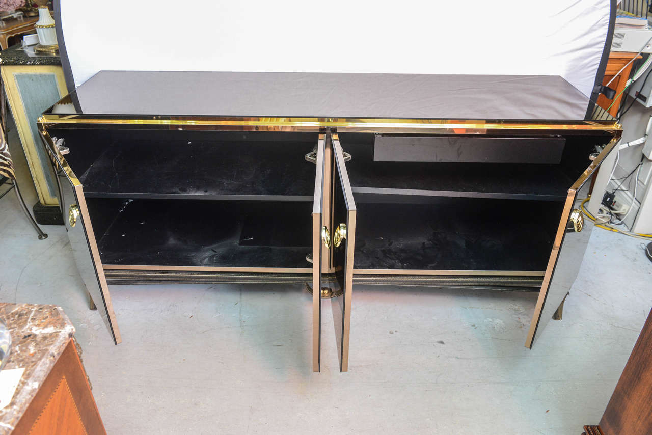 Mirrored Brass and Iron Four Doors Credenza 5