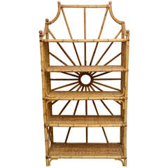 Vintage Sunburst Bamboo Étagère