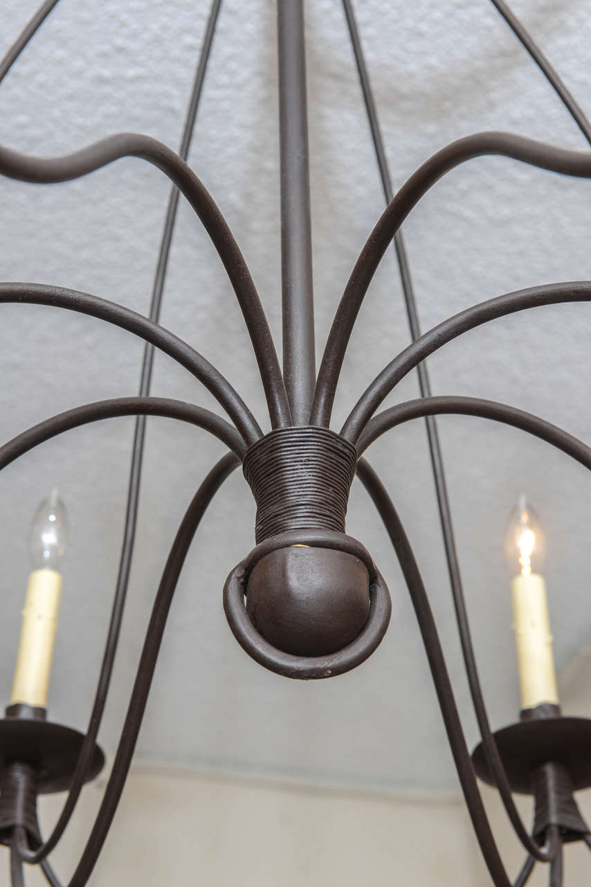 Eight-Light French Iron Chandelier In Excellent Condition In West Palm Beach, FL