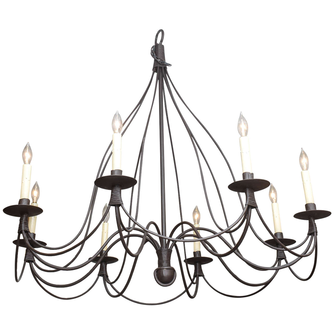 Eight-Light French Iron Chandelier