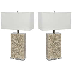 Pair of Lucite Pebble Lamps