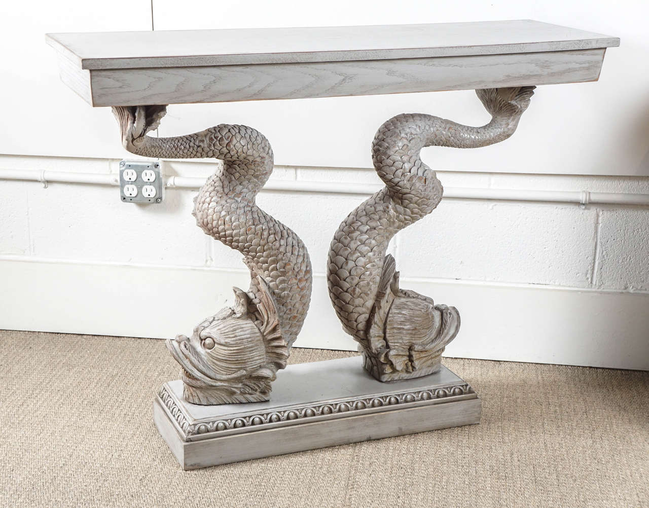 Unknown Carved Double Dolphin Console