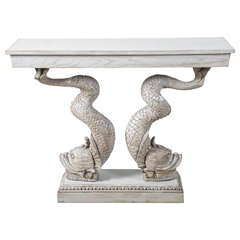 Carved Double Dolphin Console