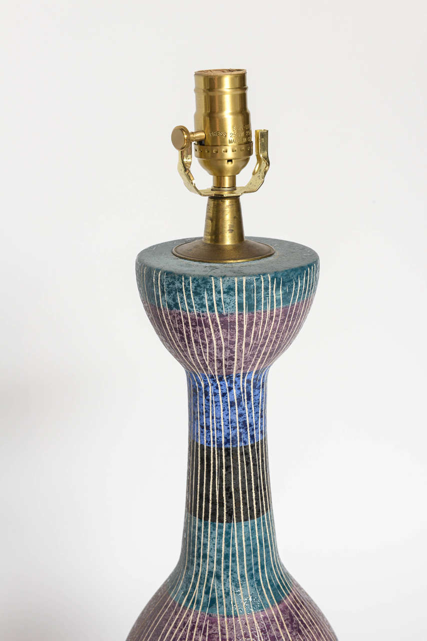 Mid-Century Modern Exceptional Pair of Bitossi Italian Multi-Color Ceramic Lamps