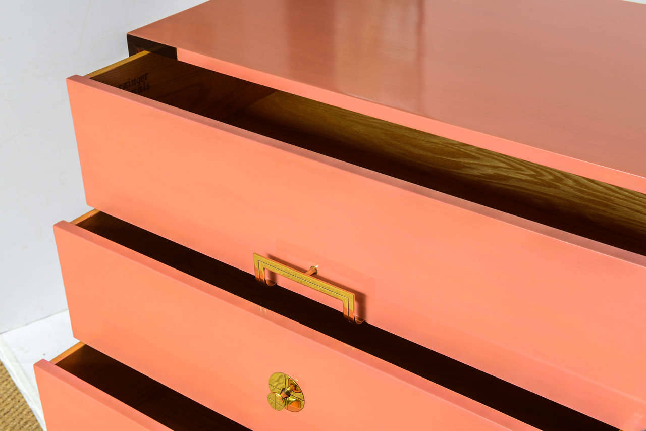 Vivid Flamingo Pink Tommi Parzinger Dresser In Excellent Condition In Miami, FL