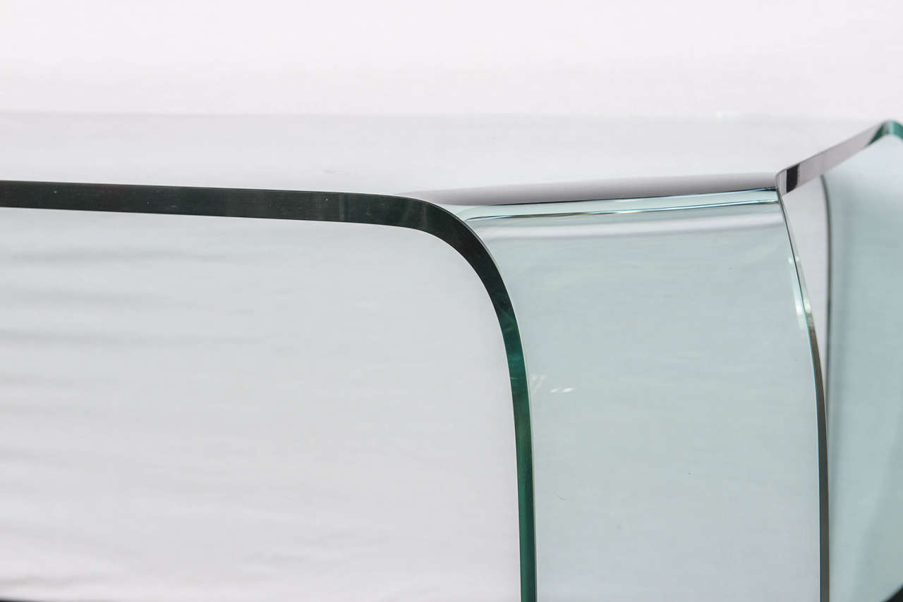Italian Awesome Bent Glass Dining Table by Fiam