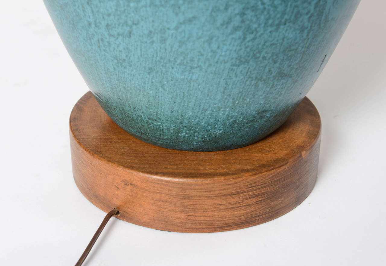 Oversized Turquoise Pottery Lamp 2