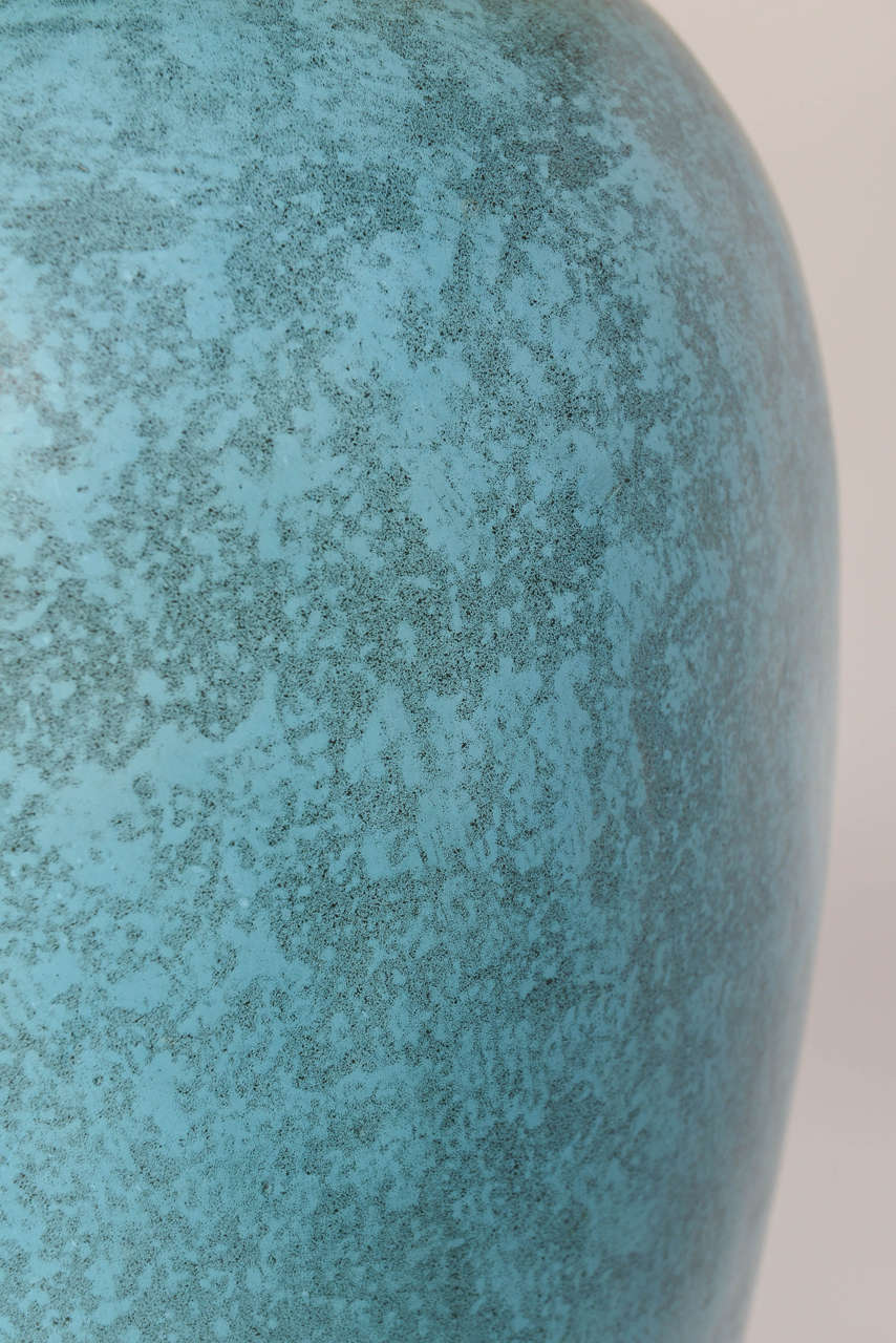 Oversized Turquoise Pottery Lamp 3