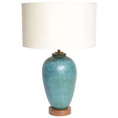 Oversized Turquoise Pottery Lamp