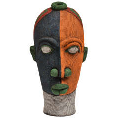 Large-Scale Vintage African Beaded Head Sculpture