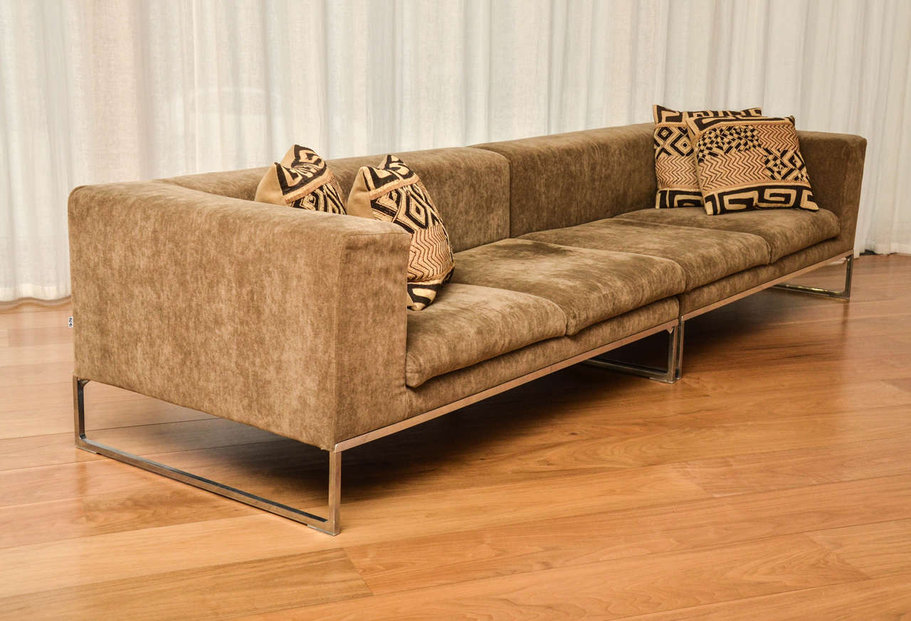 Sofa in two pieces by Antonio Citterio for B&B Italia.
Very comfortable, sleek sofa with clean, modern lines.