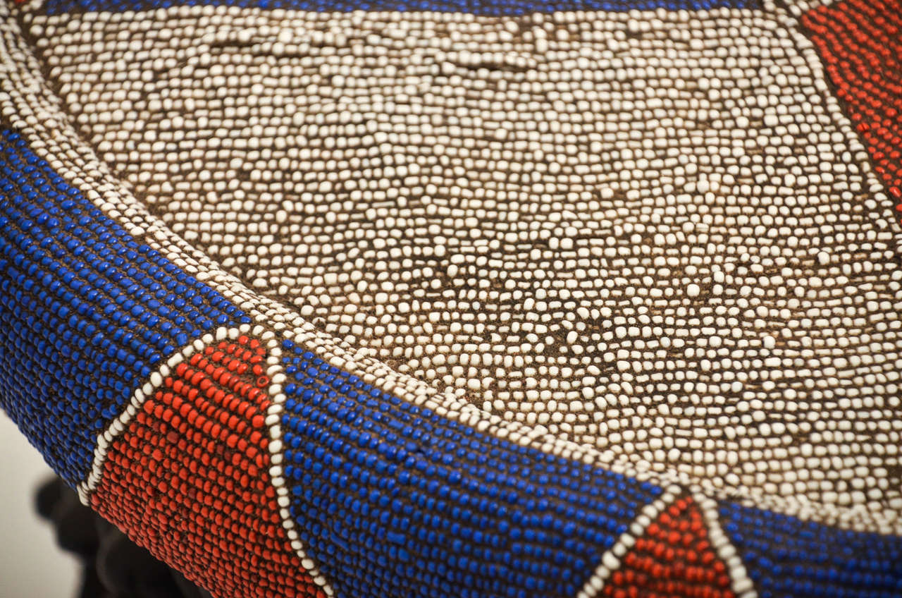 HandCarved and Beaded African Stool at 1stDibs