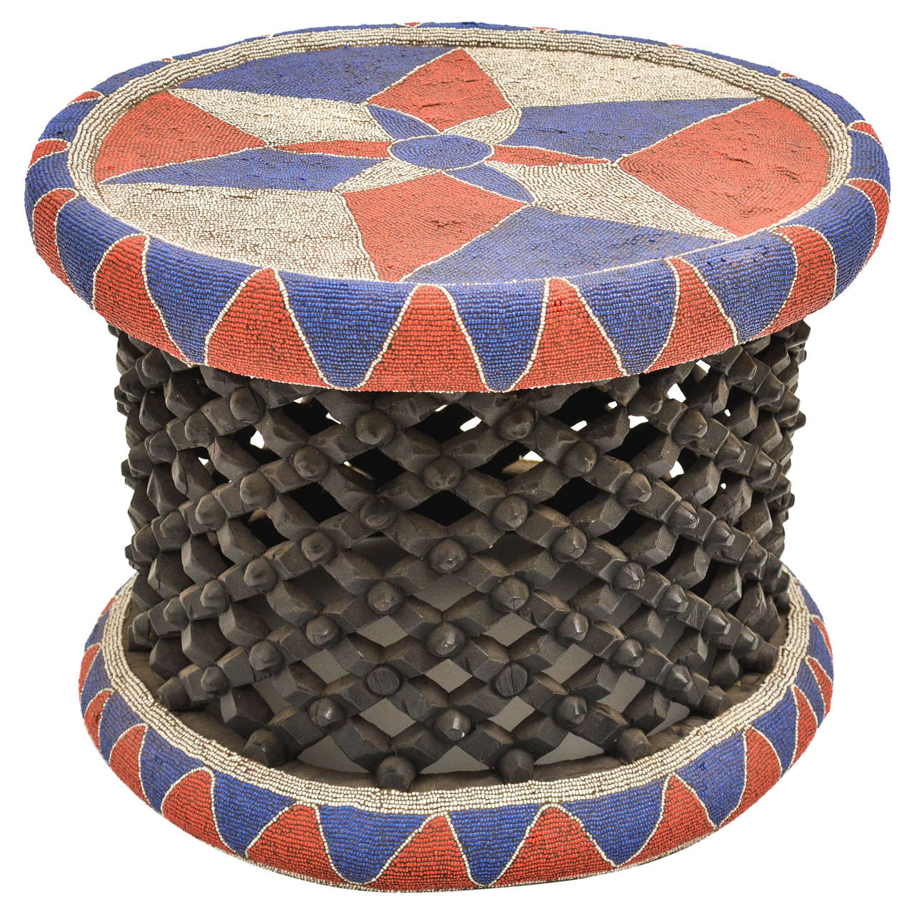 HandCarved and Beaded African Stool at 1stDibs