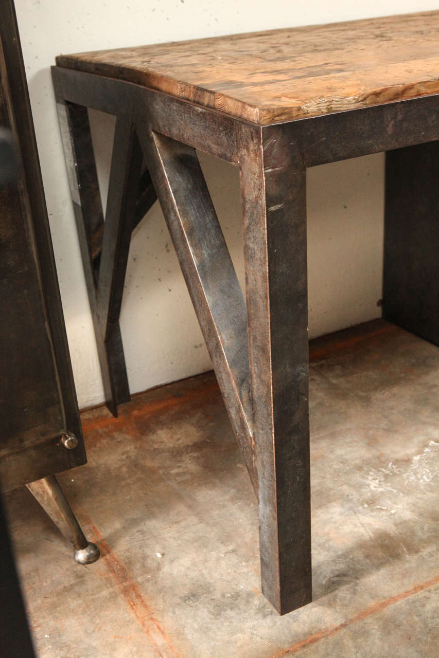 Mid-19th Century 19th Century Desk in Metal with Wood Top and Drawers
