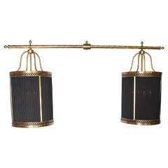 Late 20th Century Brass and Silk Chandelier Designed by Jacques Granges